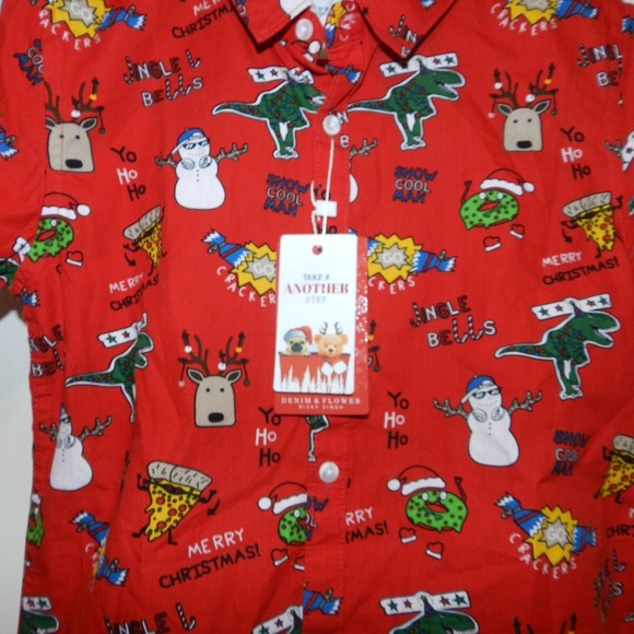 Boys Christmas Shirt Denim & Flower Ricky Singh Designer - Picture 3 of 6
